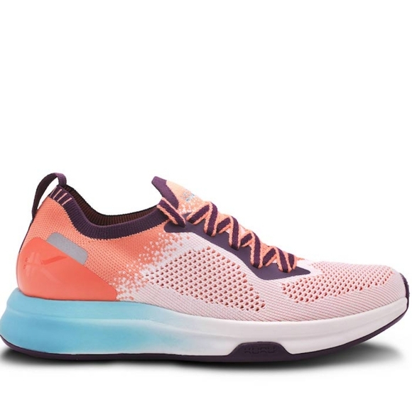 Kuru Flux Women's 8 Workout Sneaker Orange Sherbet Walking Shoe Purple Blue - Picture 1 of 10